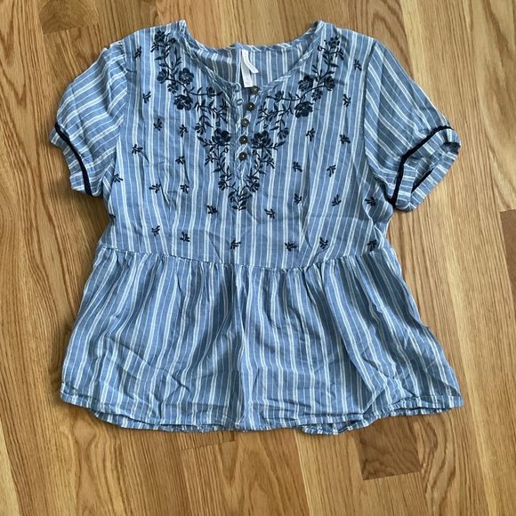 Blue & White Striped Linen Shirt - Picture 2 of 5